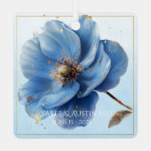 Modern Minimalist Gold and Blue Poppy Ornament (Rückseite)