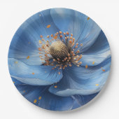 Modern Minimalist Gold and Blue Poppy  Pappteller (Vorderseite)
