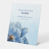 Modern Minimalist Gold and Blue Poppy  Sockelschild (Vorderseite)