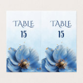 Modern Minimalist Gold and Blue Poppy Table Number (Außenseite Aufgefaltet)