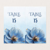 Modern Minimalist Gold and Blue Poppy Table Number (Innenseite Aufgefaltet)