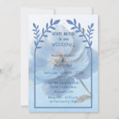 Modern Minimalist Gold and Blue Poppy Wedding   Einladung (Vorderseite)