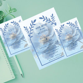 Modern Minimalist Gold and Blue Poppy Wedding Einladung