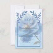 Modern Minimalist Gold and Blue Wedding RSVP Karte (Vorderseite)