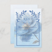 Modern Minimalist Gold and Blue Wedding RSVP Karte (Vorne/Hinten)