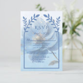Modern Minimalist Gold and Blue Wedding RSVP Karte (Stehend Vorderseite)