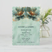 Modern Minimalist Gold and Emerald Wedding  Einladung (Stehend Vorderseite)