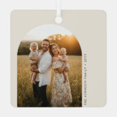 Modern Minimalist Gold and Red Script Christmas Ornament Aus Metall (Rückseite)