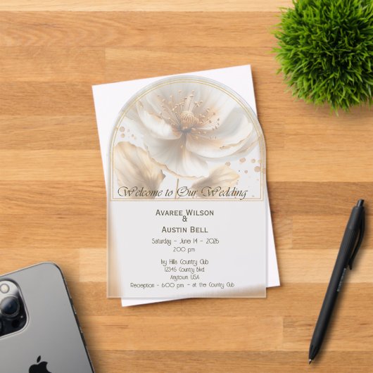 Modern Minimalist Gold and White Wedding Acryleinladungen (Insitu (Einladungskarte))