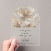 Modern Minimalist Gold and White Wedding Acryleinladungen (Insitu (Handheld))