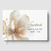 Modern Minimalist Gold and White Wedding Gästebuch (Vorderseite)