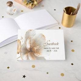Modern Minimalist Gold and White Wedding Gästebuch