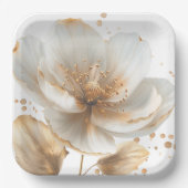 Modern Minimalist Gold and White Wedding Pappteller (Vorderseite)