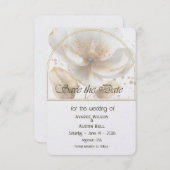 Modern Minimalist Gold and White Wedding Save The Date (Vorne/Hinten)