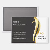 Modern Minimalist Gold Black White Business Magnet (Vorderseite/Rückseite)