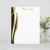 Modern Minimalist Gold Black White Paper Sheet (Stehend Vorderseite)