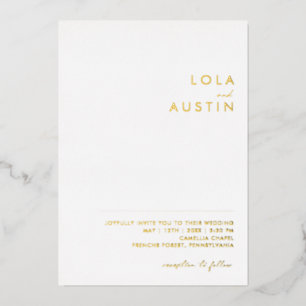 Modern Minimalist Gold lockere Hochzeit Echt Folieneinladung