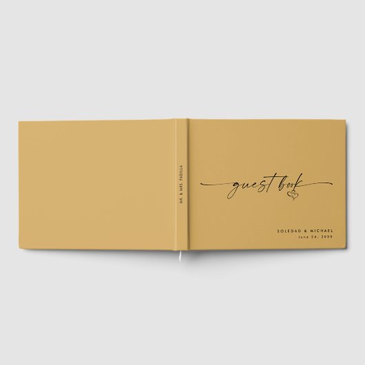 Modern Minimalist Gold Script Wedding Gästebuch (Voll)