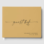 Modern Minimalist Gold Script Wedding Gästebuch (Vorderseite)