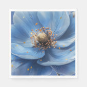 Modern minimalist gold- und blaue Mohnblume Serviette (Vorderseite)