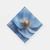 Modern minimalist gold- und blaue Mohnblume Serviette (Ecke)