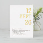 Modern Minimalist Gold Wedding | Clean Photo Folieneinladung (Stehend vorne)