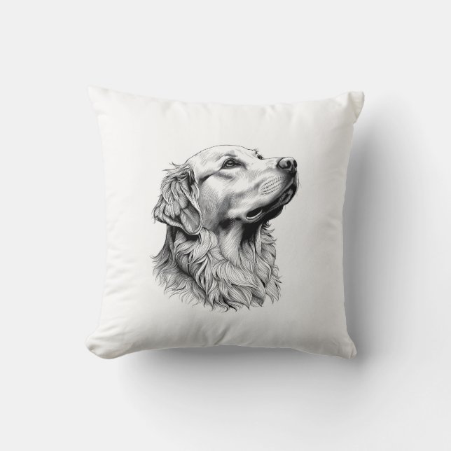 Modern Minimalist Golden Retriever Line Art Pillow Kissen (Vorderseite)
