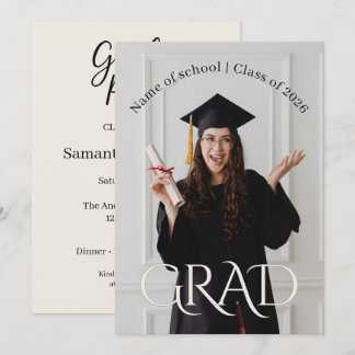 Modern Minimalist Grad | Elegant Photo Grad Party Einladung