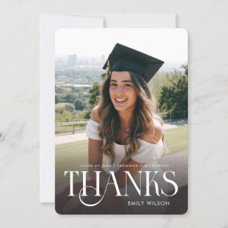 Modern Minimalist Graduate Two Photo Graduation Dankeskarte