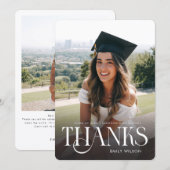 Modern Minimalist Graduate Two Photo Graduation Dankeskarte (Vorne/Hinten)