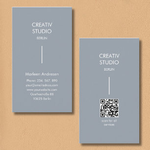 Modern minimalist grau weiß QR-Code Visitenkarte