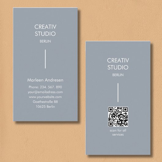 Modern minimalist grau weiß QR-Code Visitenkarte