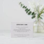 Modern Minimalist Gray Jewelry Care Insert Card (Stehend Vorderseite)