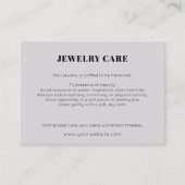 Modern Minimalist Gray Jewelry Care Insert Card (Vorderseite)