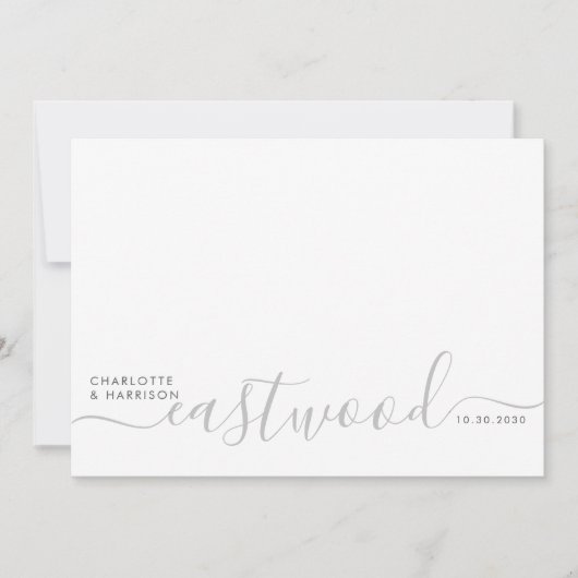Modern Minimalist Gray Monogram Wedding Dankeskarte (Vorderseite)