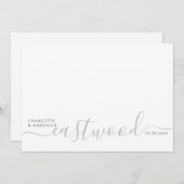 Modern Minimalist Gray Monogram Wedding Dankeskarte (Vorne/Hinten)