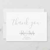 Modern Minimalist Gray Monogram Wedding Dankeskarte (Vorderseite)