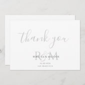Modern Minimalist Gray Monogram Wedding Dankeskarte (Vorne/Hinten)