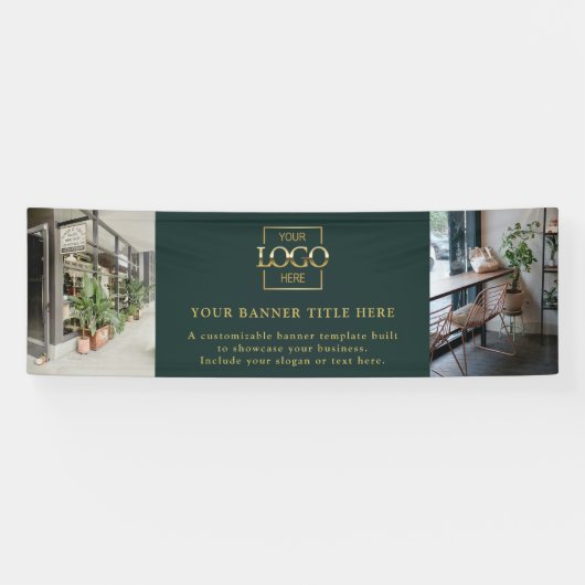 Modern Minimalist Green Custom Business Logo  Banner (Horizontal)