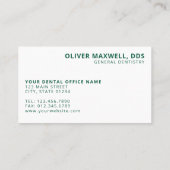 Modern Minimalist Green Dentist Visitenkarte (Rückseite)