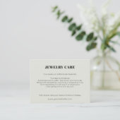 Modern Minimalist Green Jewelry Care Insert Card (Stehend Vorderseite)
