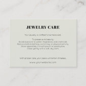 Modern Minimalist Green Jewelry Care Insert Card (Vorderseite)