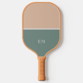 Modern Minimalist Green Monogrammed Pickleball Schläger (Vorderseite)