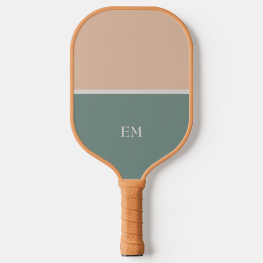 Modern Minimalist Green Monogrammed Pickleball Schläger (Vorderseite)