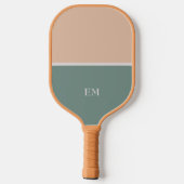 Modern Minimalist Green Monogrammed Pickleball Schläger (Rückseite)