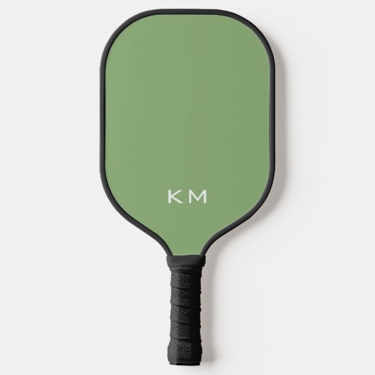 Modern Minimalist Green Monogrammed Pickleball Schläger (Rückseite)