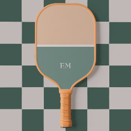 Modern Minimalist Green Monogrammed Pickleball Schläger