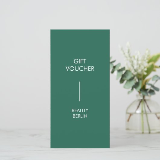 Modern Minimalist Green QR Code Gift Certificate (Stehend Vorderseite)