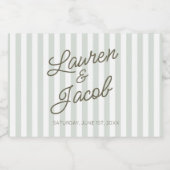 Modern Minimalist Green Stripes Wedding Mini Schaumweinetikett (Einzelnes Label)