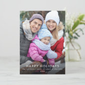 Modern Minimalist Happy Holidays Family Photo Card Einladung (Stehend Vorderseite)